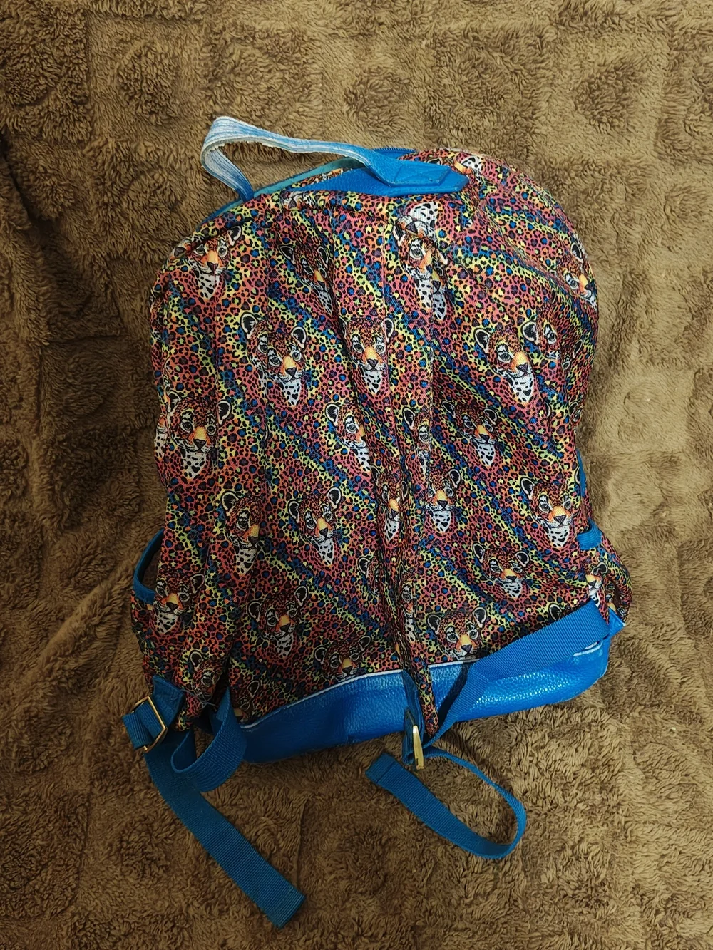 Blue Leopard Print Kids Backpack - Lisa Frank Posh Peanut